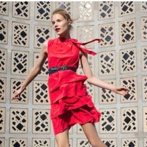 Elegant Red Ruffled Dress